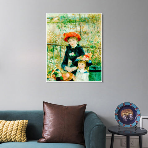 INVIN ART Framed Canvas The Two Sisters by Pierre Auguste Renoir Wall Art Living Room Home Office Decorations