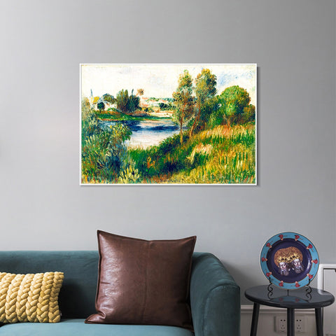 INVIN ART Framed Canvas Landscape at Vétheuil by Pierre Auguste Renoir Wall Art Living Room Home Office Decorations