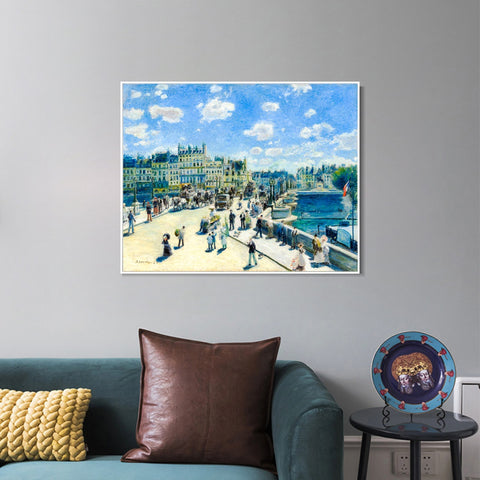 INVIN ART Framed Canvas Pont Neuf, Paris by Pierre Auguste Renoir Wall Art Living Room Home Office Decorations