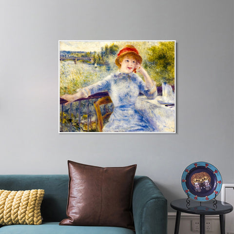 INVIN ART Framed Canvas Alphonsine Fournaise by Pierre Auguste Renoir Wall Art Living Room Home Office Decorations