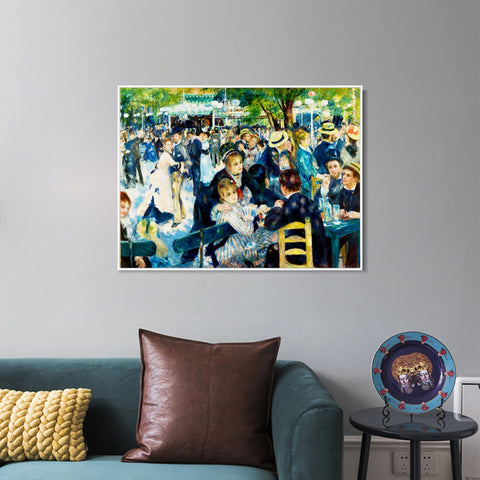 INVIN ART Framed Canvas Dance at Le Moulin de la Galette by Pierre Auguste Renoir Wall Art Living Room Home Office Decorations
