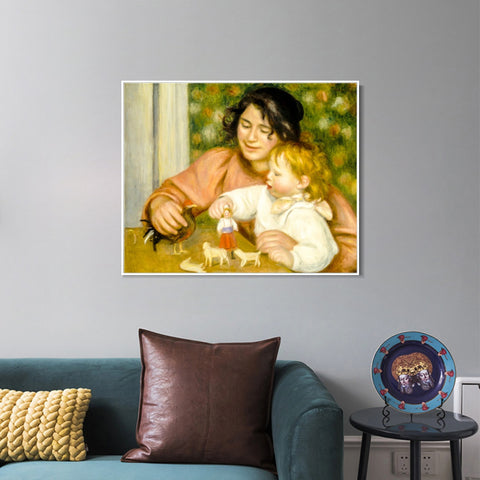 INVIN ART Framed Canvas Gabrielle et Jean by Pierre Auguste Renoir Wall Art Living Room Home Office Decorations