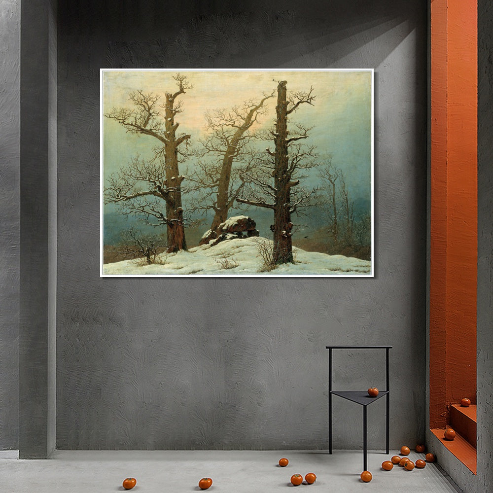 INVIN ART Framed Canvas Dolmen in the snow by Caspar David Friedrich Wall Art Living Room Home Office Decorations