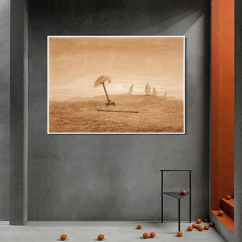 INVIN ART Framed Canvas Landscape with Graves by Caspar David Friedrich Wall Art Living Room Home Office Decorations