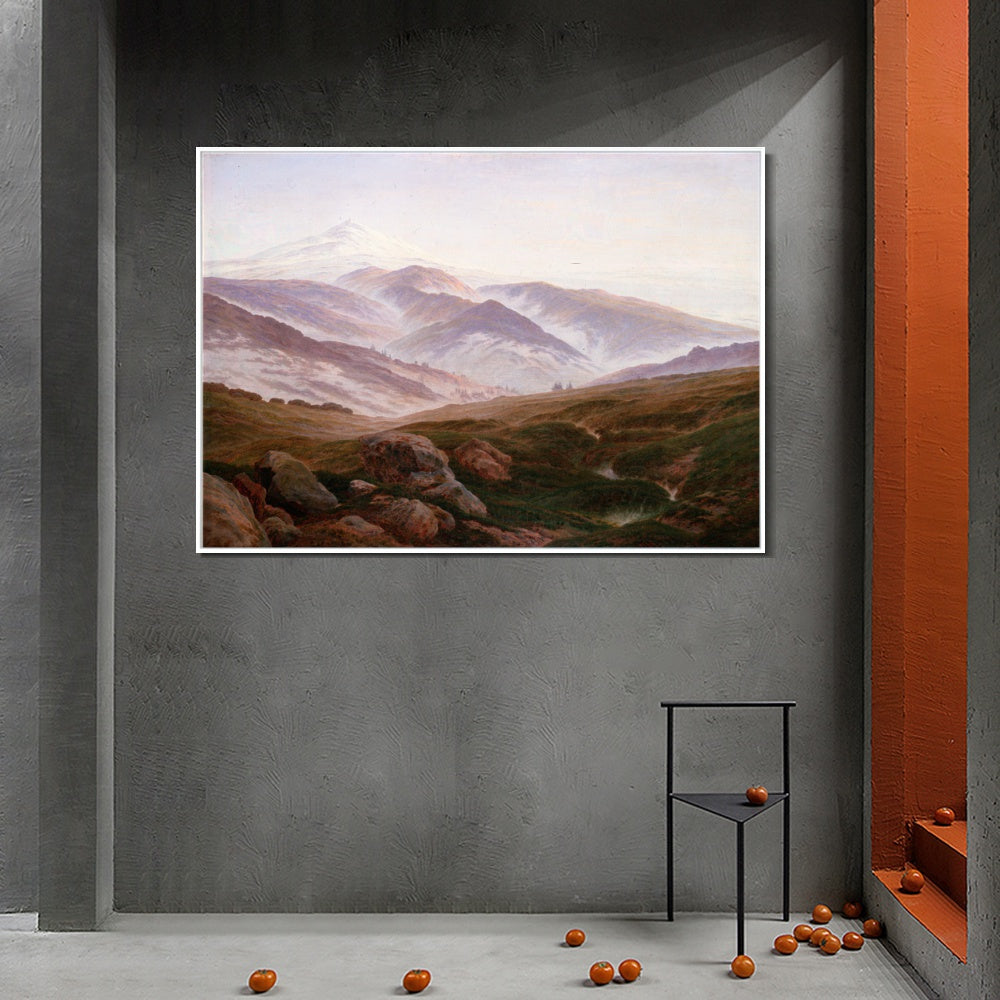 INVIN ART Framed Canvas The Giant Mountains by Caspar David Friedrich Wall Art Living Room Home Office Decorations