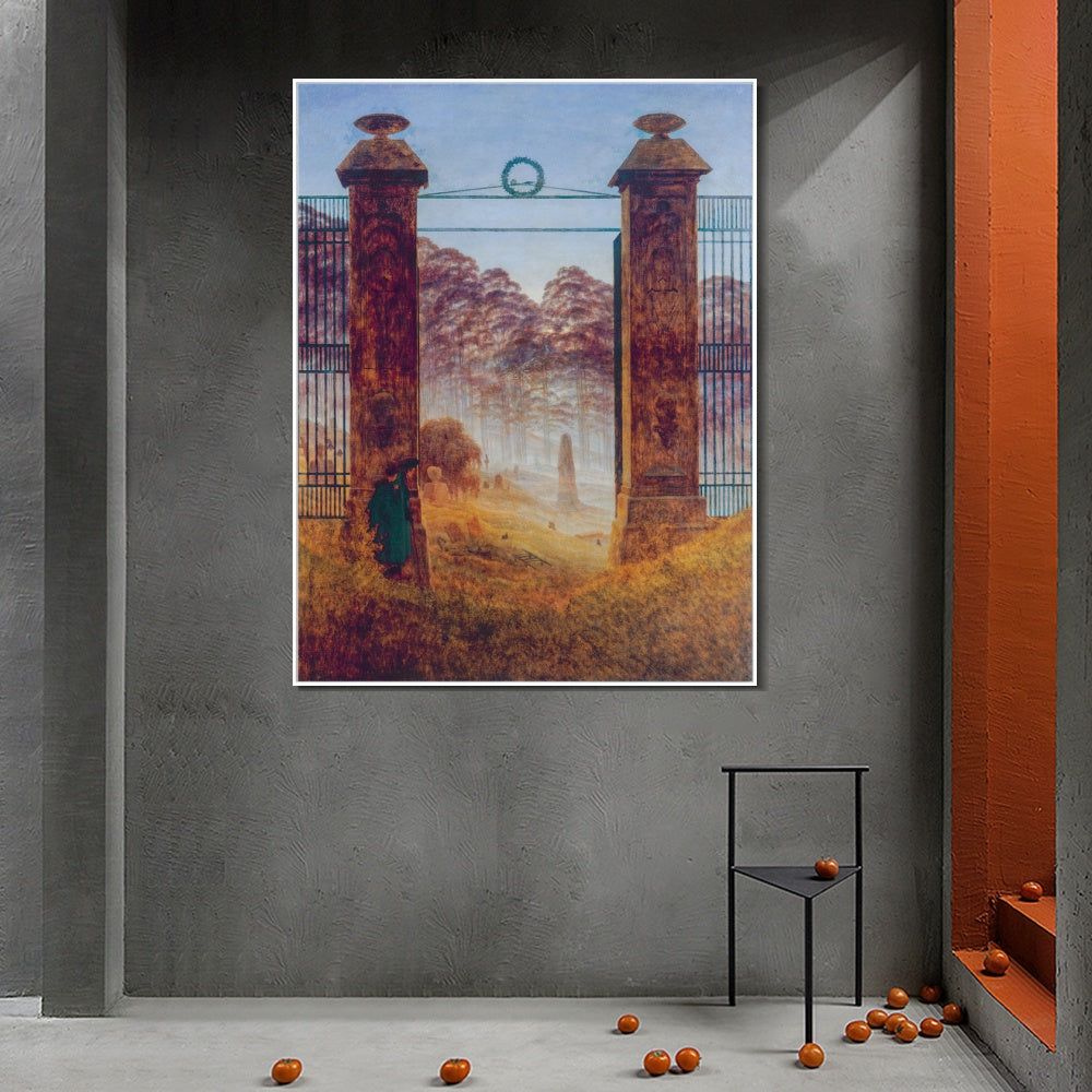 INVIN ART Framed Canvas the graveyard gate by Caspar David Friedrich Wall Art Living Room Home Office Decorations