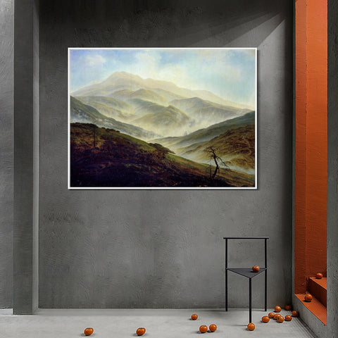 INVIN ART Framed Canvas Riesengebirge Landscape with Rising Fog by Caspar David Friedrich Wall Art Living Room Home Office Decorations