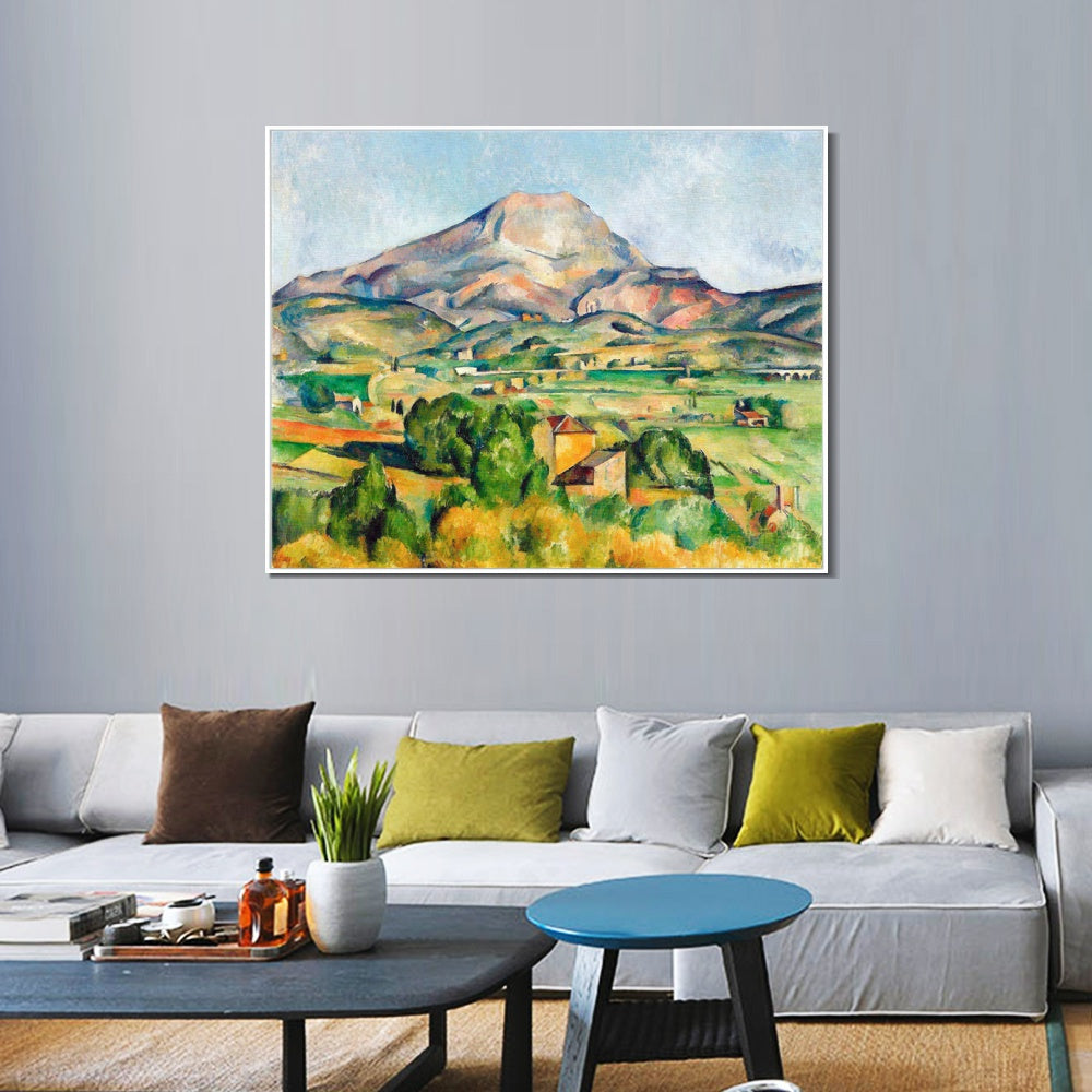 INVIN ART Framed Canvas Giclee Print Art Mont Sainte-Victoire seen from Bellevue by Paul Cezanne Wall Art
