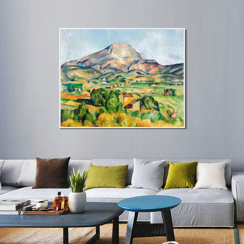 INVIN ART Framed Canvas Giclee Print Art Mont Sainte-Victoire seen from Bellevue by Paul Cezanne Wall Art Living Room Home Office Decorations