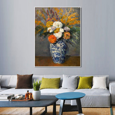 INVIN ART Framed Canvas Giclee Print Art Dahlias 1873 by Paul Cezanne Wall Art Living Room Home Office Decorations