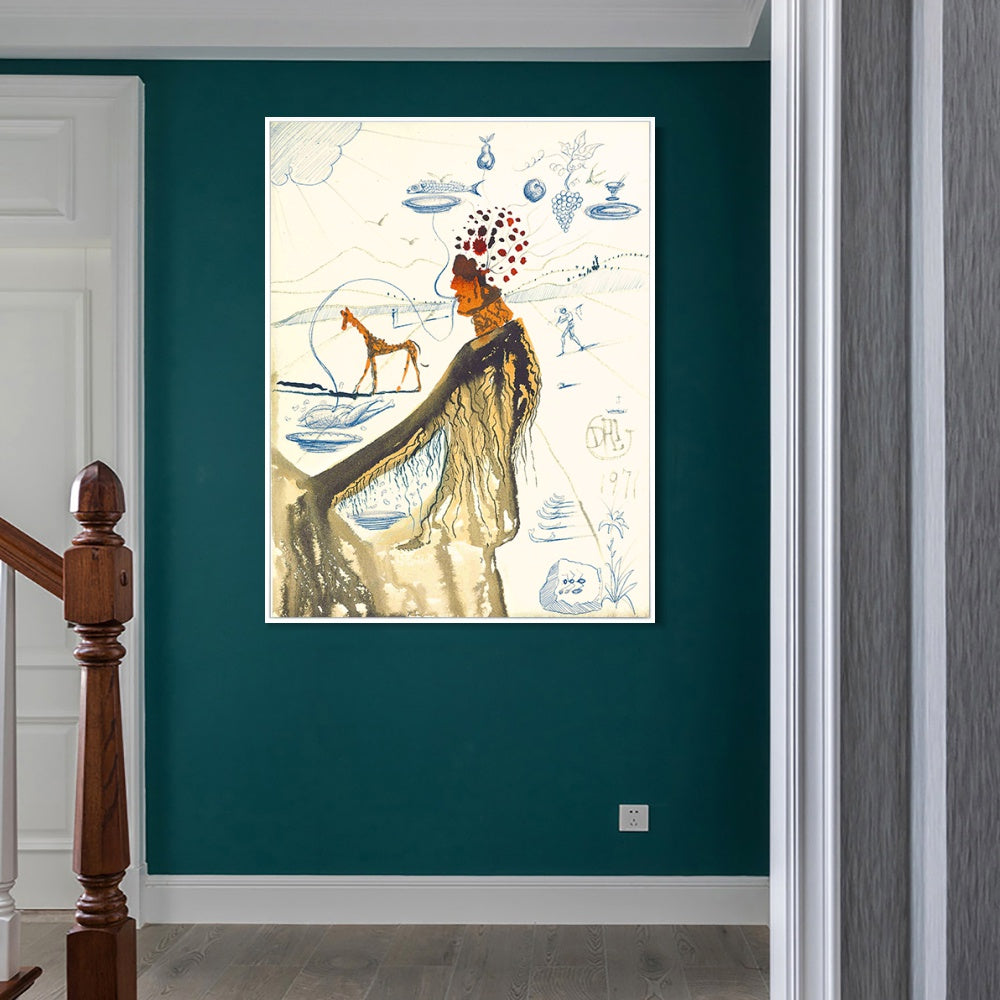 INVIN ART Framed Canvas Series#056 by Salvador Dal Wall Art Living Room Home Office Decorations