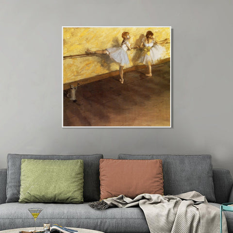 INVIN ART Framed Canvas Giclee Print Art Danseuses à la barre  by Edgar Degas Wall Art Living Room Home Office Decorations