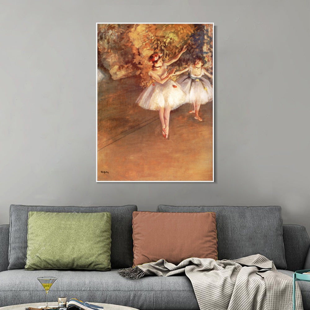INVIN ART Framed Canvas Giclee Print Art Deux danseuses en sc篓篓ne  by Edgar Degas Wall Art