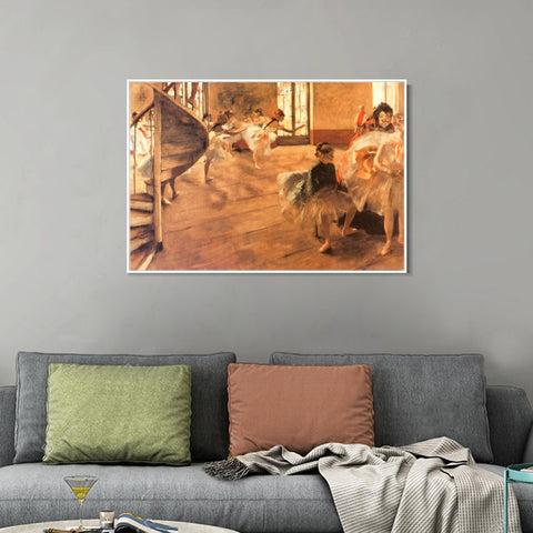 INVIN ART Framed Canvas Giclee Print Art La Répétition de danse  by Edgar Degas Wall Art Living Room Home Office Decorations