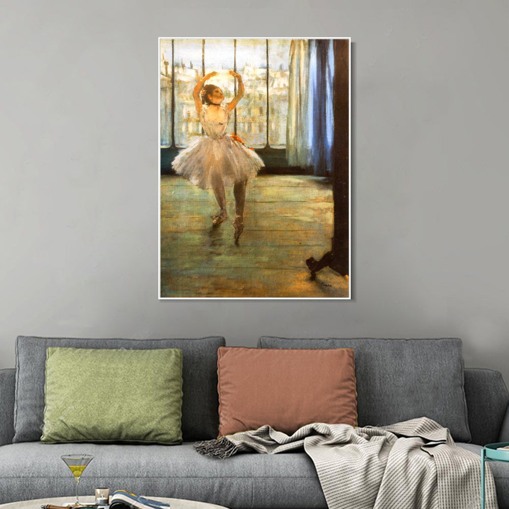 INVIN ART Framed Canvas Giclee Print Art Danseuse posant chez un photographe by Edgar Degas Wall Art