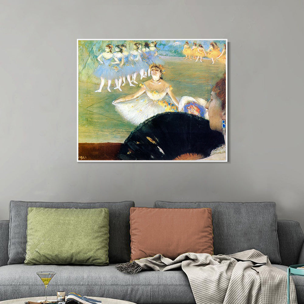 INVIN ART Framed Canvas Giclee Print Art Le Ballet sur monotype by Edgar Degas Wall Art