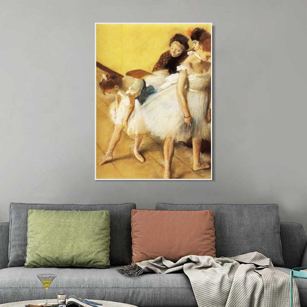 INVIN ART Framed Canvas Giclee Print Art Examen de Danse, Danseuses 篓陇 leur toilette sur papier by Edgar Degas Wall Art