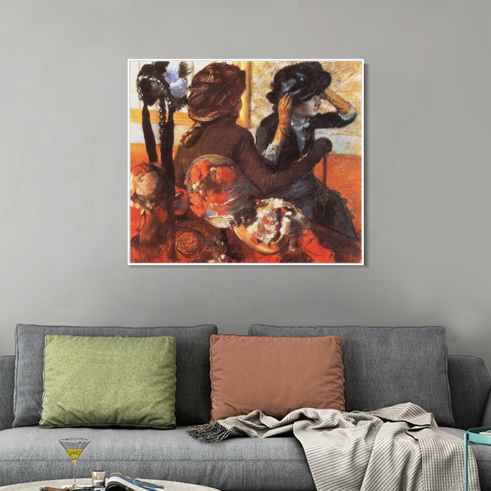 INVIN ART Framed Canvas Giclee Print Art Chez le modiste by Edgar Degas Wall Art