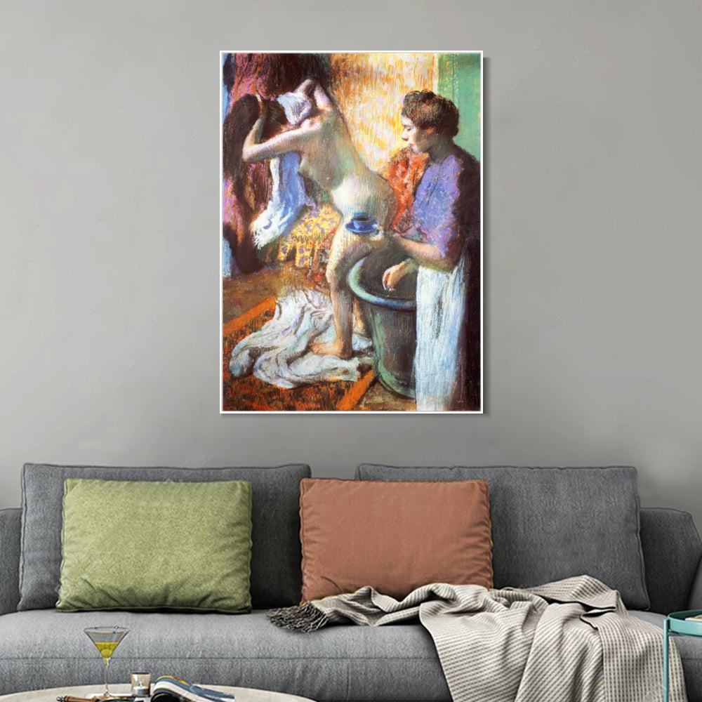 INVIN ART Framed Canvas Giclee Print Art Le petit d篓娄jeuner 篓陇 la sortie du bain by Edgar Degas Wall Art