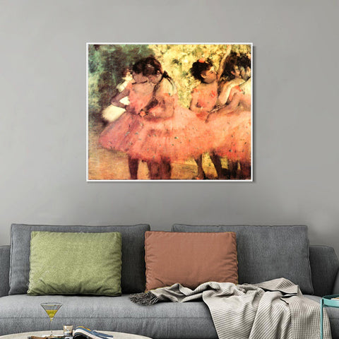 INVIN ART Framed Canvas Giclee Print Art Les danseuses roses, Avant le ballet by Edgar Degas Wall Art Living Room Home Office Decorations