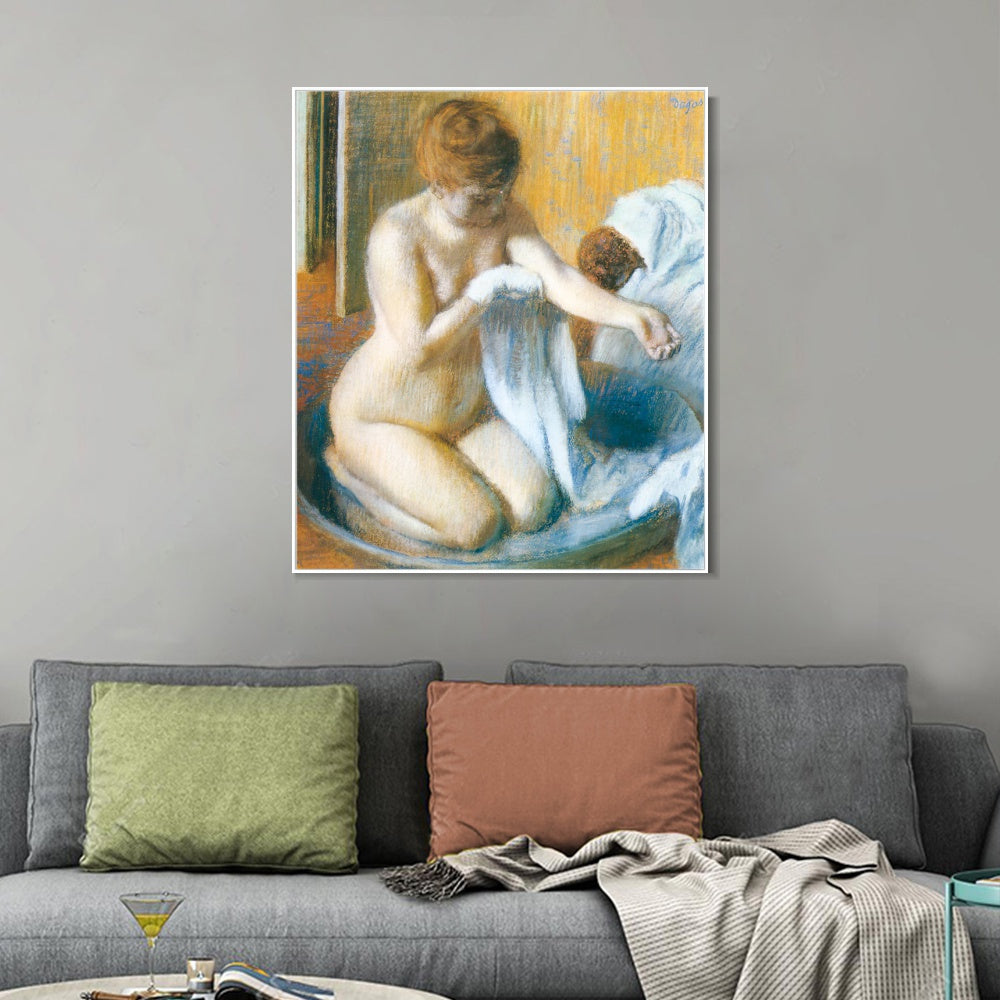 INVIN ART Framed Canvas Giclee Print Art Femme au tub Woman with the tub by Edgar Degas Wall Art