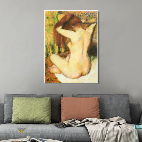 INVIN ART Framed Canvas Giclee Print Art Femme se coiffant Woman being capped by Edgar Degas Wall Art Living Room Home Office Decorations