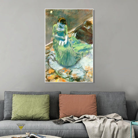 INVIN ART Framed Canvas Giclee Print Art Avant le lever du rideau  by Edgar Degas Wall Art Living Room Home Office Decorations