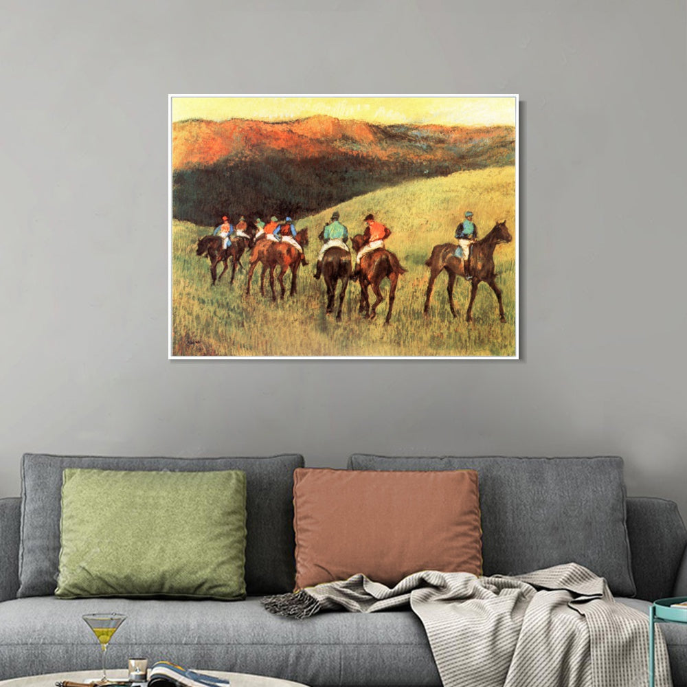 INVIN ART Framed Canvas Giclee Print Art Chevaux de courses 篓陇 l'entrainement by Edgar Degas Wall Art