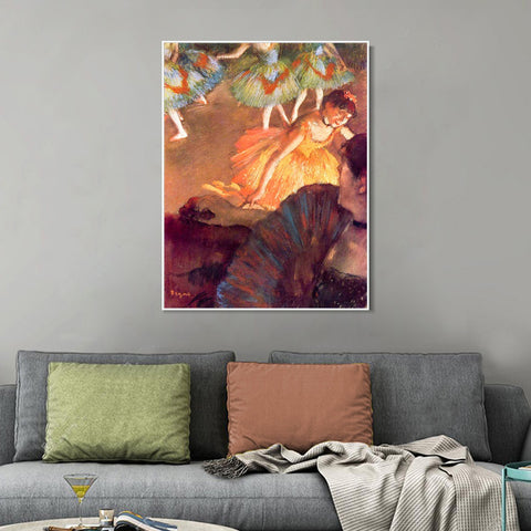 INVIN ART Framed Canvas Giclee Print Art Ballerina and Lady with a Fan by Edgar Degas Wall Art Living Room Home Office Decorations