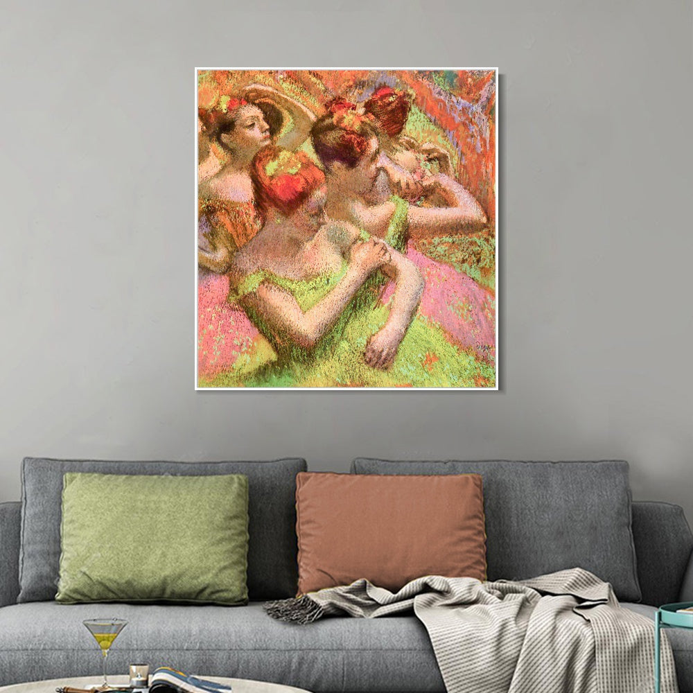 INVIN ART Framed Canvas Giclee Print Art Ballerinas Adjusting Their Dresses by Edgar Degas Wall Art Living Room Home Office Decorations