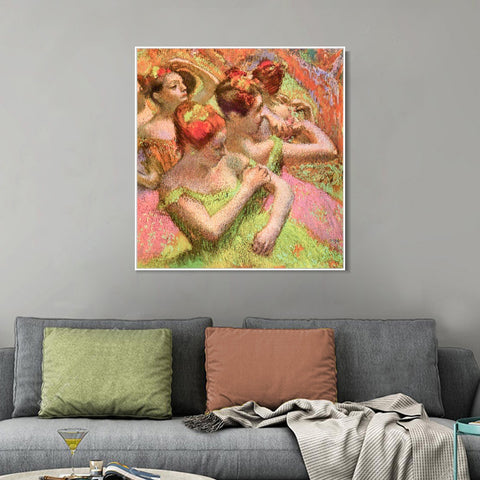 INVIN ART Framed Canvas Giclee Print Art Ballerinas Adjusting Their Dresses by Edgar Degas Wall Art Living Room Home Office Decorations