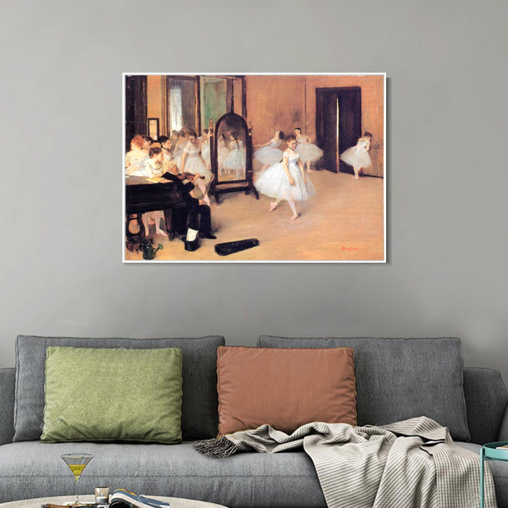 INVIN ART Framed Canvas Giclee Print Art Dance Class by Edgar Degas Wall Art