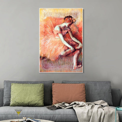 INVIN ART Framed Canvas Giclee Print Art Dancer Adjusting Her Sandel by Edgar Degas Wall Art Living Room Home Office Decorations