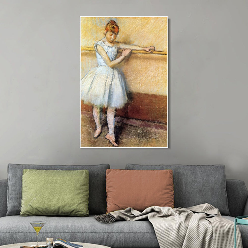 INVIN ART Framed Canvas Giclee Print Art Dancer at the Barre by Edgar Degas Wall Art