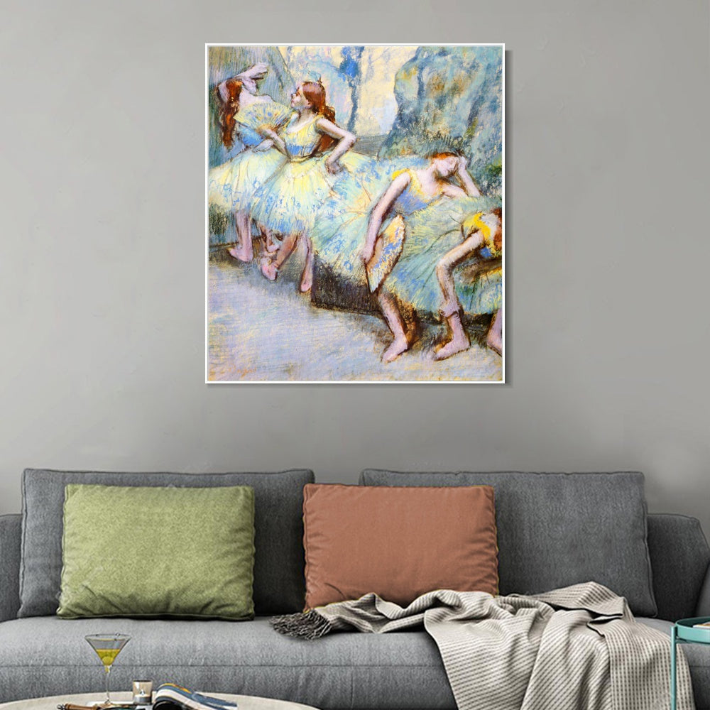 INVIN ART Framed Canvas Giclee Print Art Danseuses dans les coulisses by Edgar Degas Wall Art