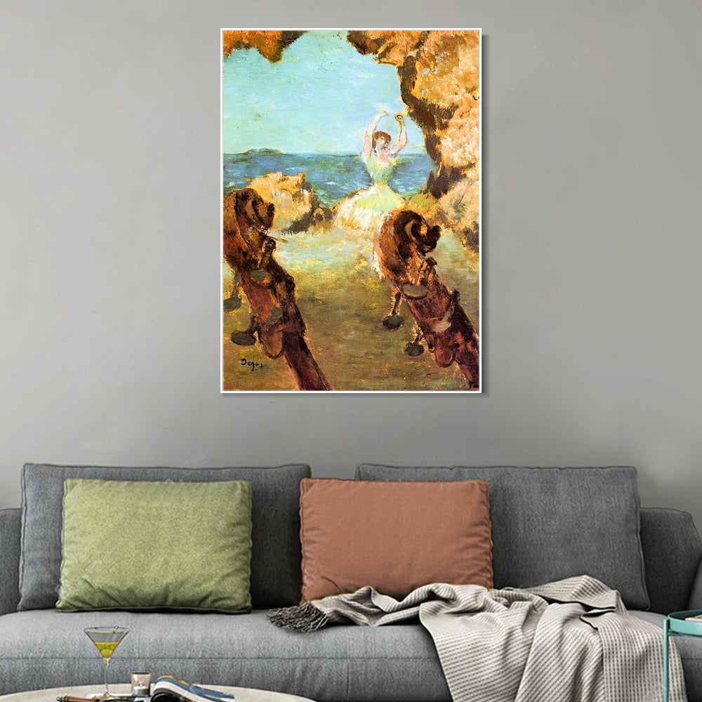 INVIN ART Framed Canvas Giclee Print Art Dancer on Stage by Edgar Degas Wall Art