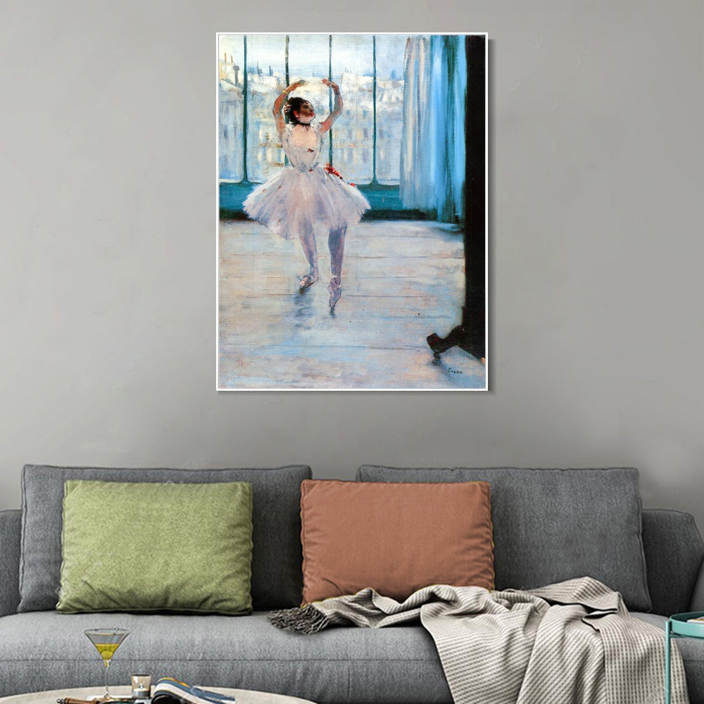 INVIN ART Framed Canvas Giclee Print Art Dancer Posing by Edgar Degas Wall Art