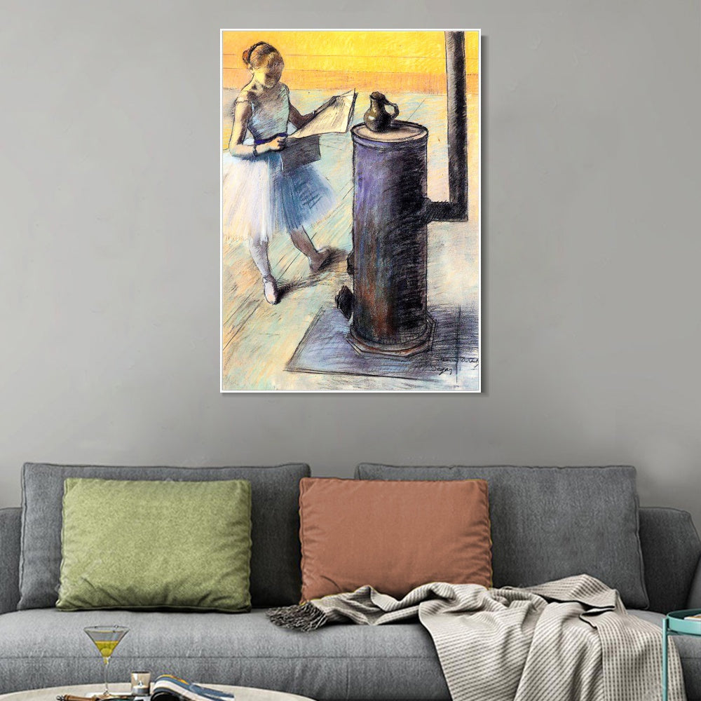 INVIN ART Framed Canvas Giclee Print Art Dancer Resting by Edgar Degas Wall Art