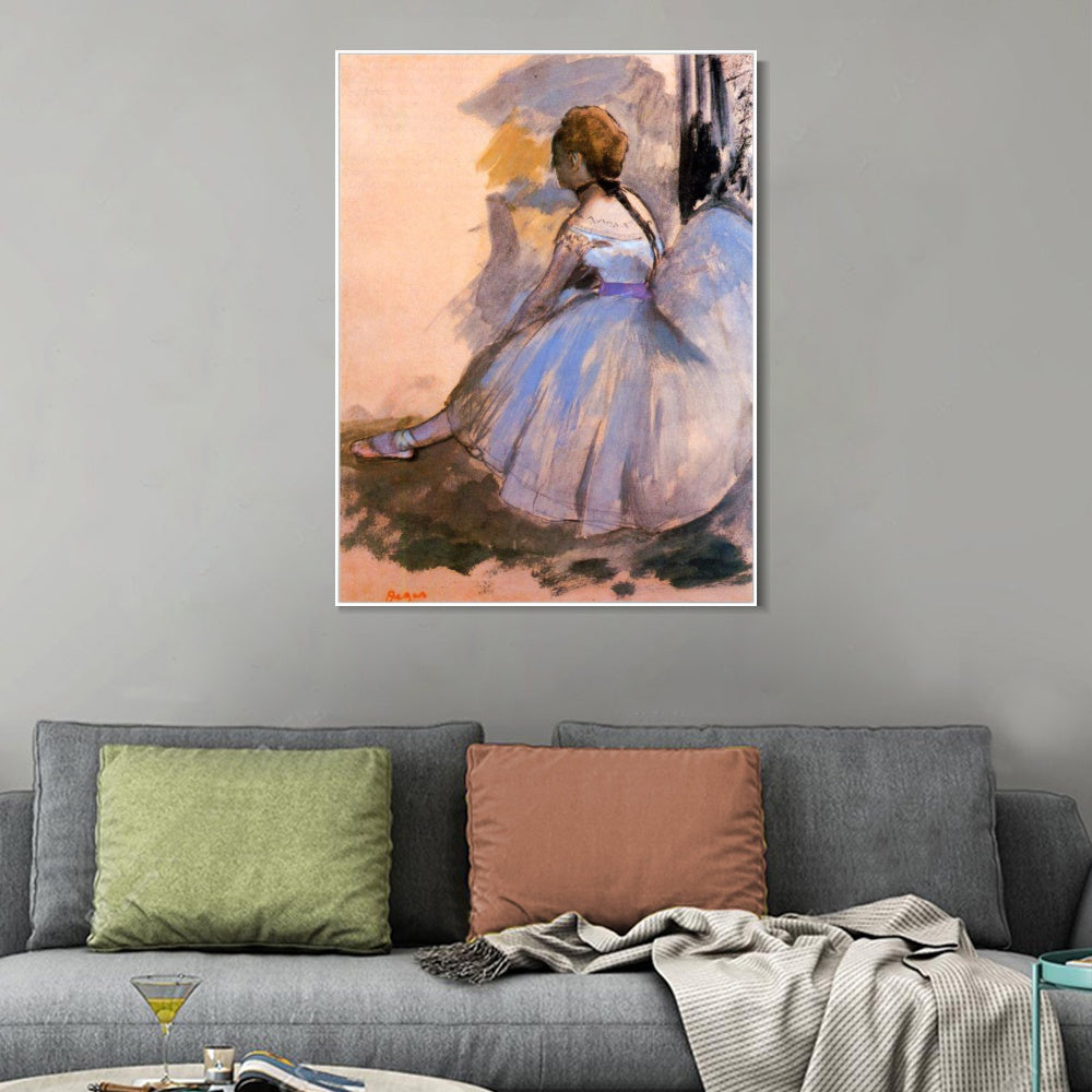 INVIN ART Framed Canvas Giclee Print Art Dancer Seated (study) by Edgar Degas Wall Art