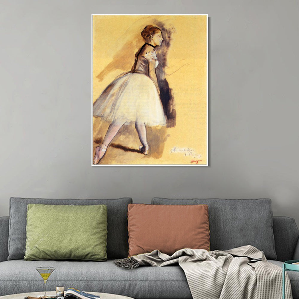 INVIN ART Framed Canvas Giclee Print Art Dancer Standing (study) 2 by Edgar Degas Wall Art