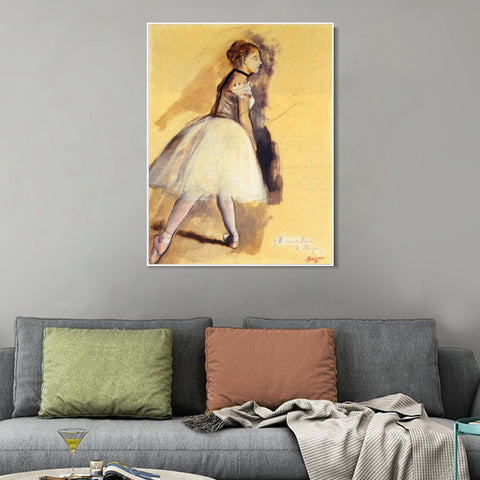 INVIN ART Framed Canvas Giclee Print Art Dancer Standing (study) 2 by Edgar Degas Wall Art Living Room Home Office Decorations