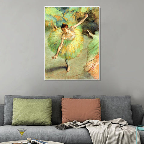 INVIN ART Framed Canvas Giclee Print Art Dancer Tilting by Edgar Degas Wall Art Living Room Home Office Decorations