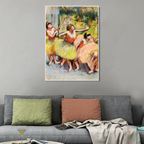 INVIN ART Framed Canvas Giclee Print Art Dancers in Green and Yellow,1899-1904 by Edgar Degas Wall Art Living Room Home Office Decorations