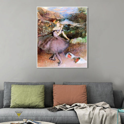 INVIN ART Framed Canvas Giclee Print Art Dancer with Bouquets by Edgar Degas Wall Art Living Room Home Office Decorations