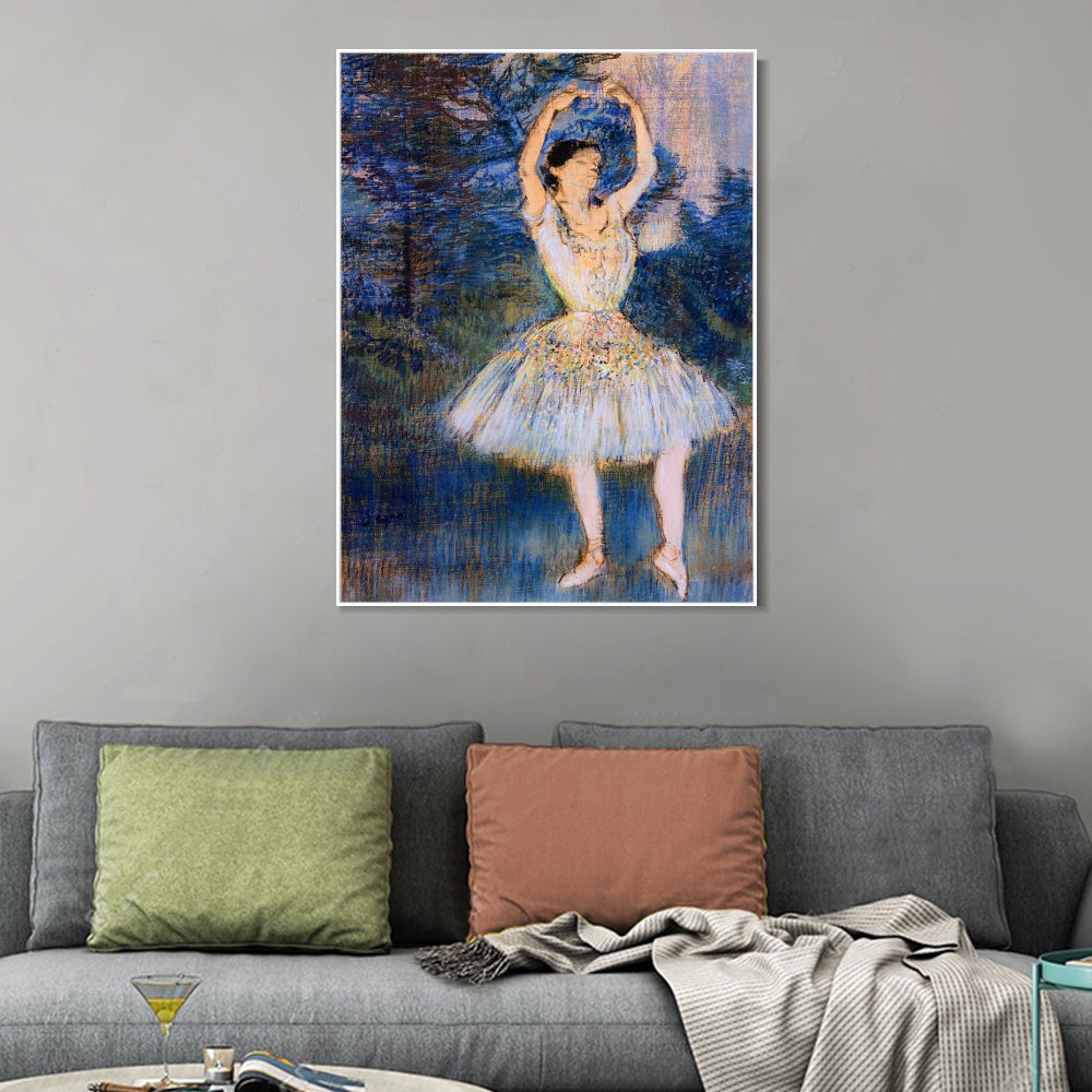 INVIN ART Framed Canvas Giclee Print Art Dancer with Raised Arms by Edgar Degas Wall Art