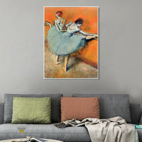 INVIN ART Framed Canvas Giclee Print Art Dancers at the Barre by Edgar Degas Wall Art Living Room Home Office Decorations