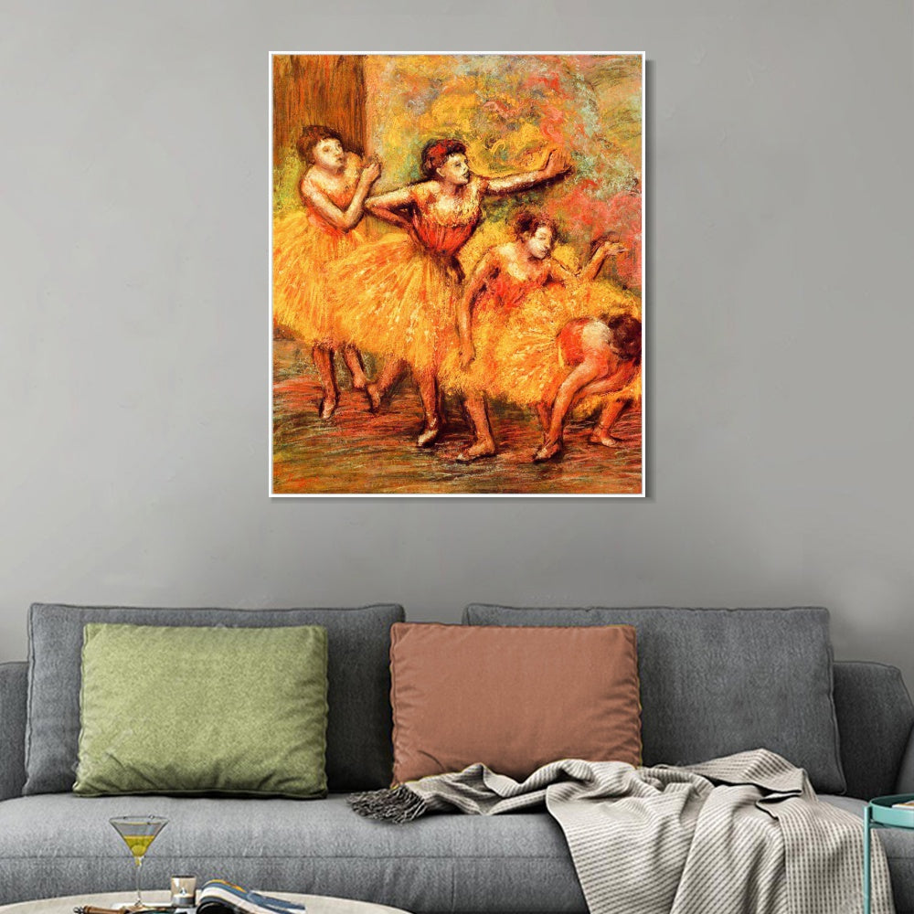 INVIN ART Framed Canvas Giclee Print Art Four Dancers,circa 1903 by Edgar Degas Wall Art