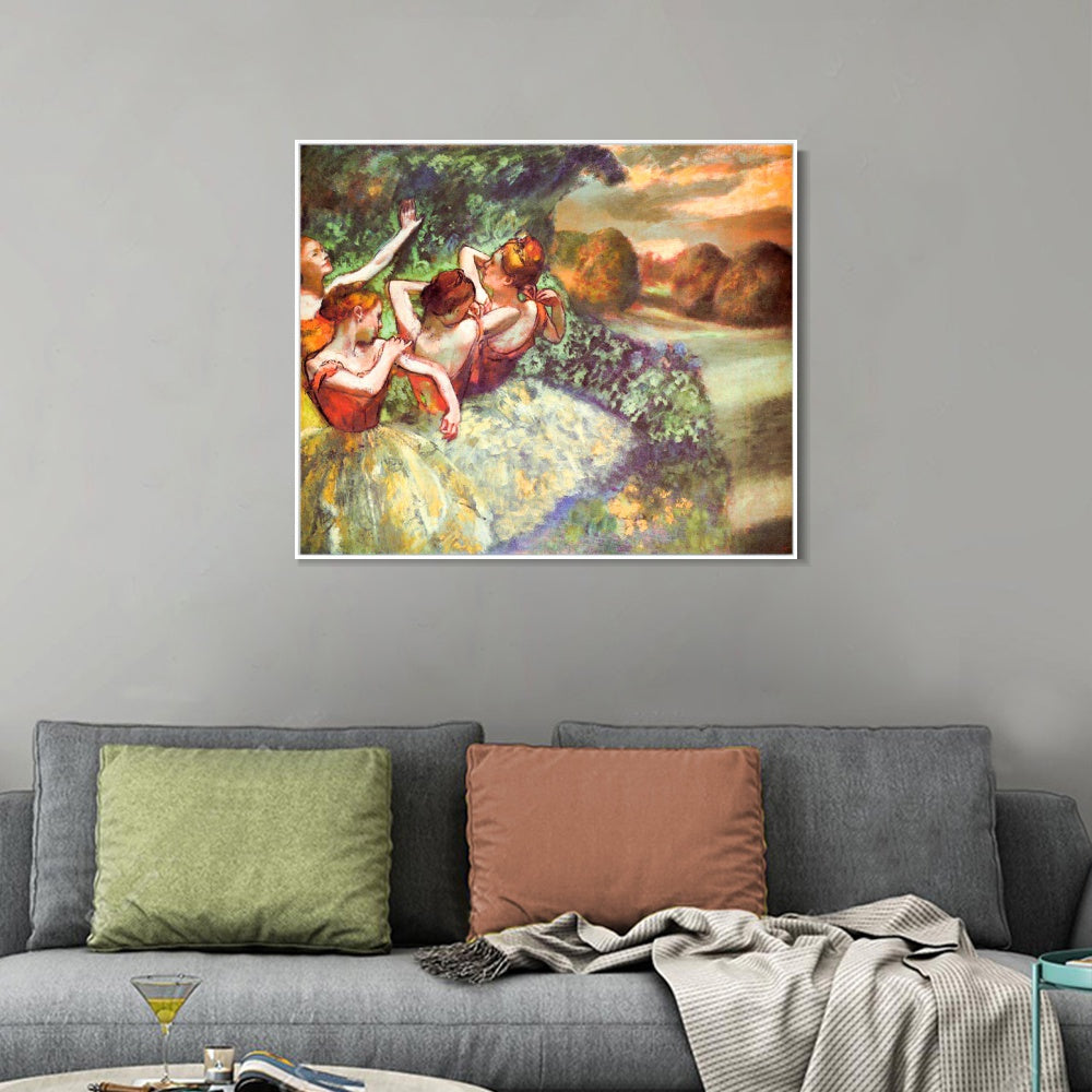 INVIN ART Framed Canvas Giclee Print Art Four Dancers, circa 1899 by Edgar Degas Wall Art