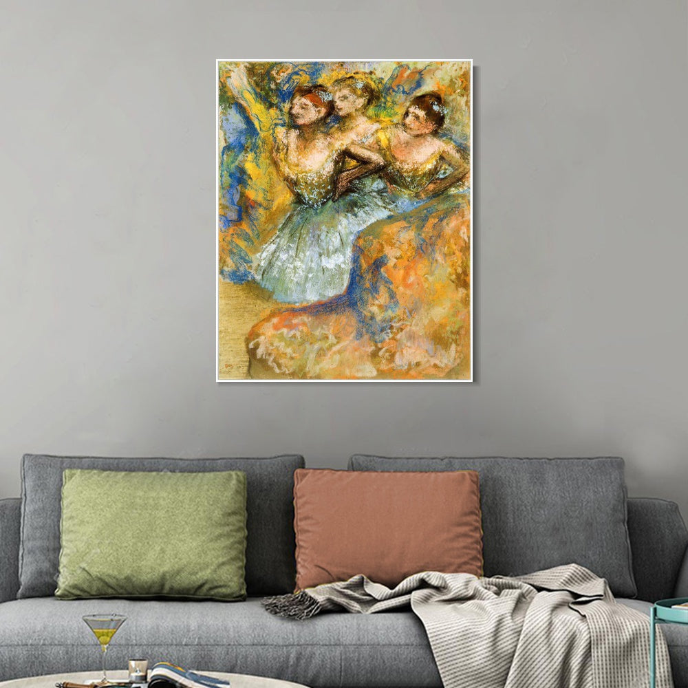 INVIN ART Framed Canvas Giclee Print Art Group of Dancers,circa 1900-1910 by Edgar Degas Wall Art
