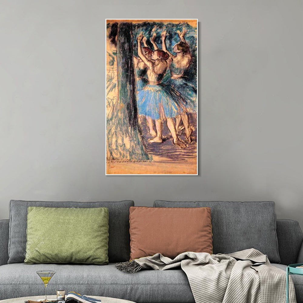 INVIN ART Framed Canvas Giclee Print Art Group of Dancers, Tree D篓娄cor by Edgar Degas Wall Art